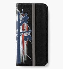 Gift For Lineman - Lineman with American Flag Shirt iPhone Wallet/Case/Skin
