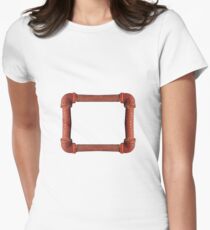 Rusty iron pipes assembled in a rectangle Women's Fitted T-Shirt