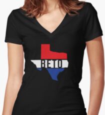 Beto Texas Red White Blue Patriotic T-Shirt For US Senate Senator Democrat Turn Texas Blue Democratic Party Women's Fitted V-Neck T-Shirt