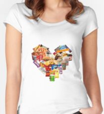 Junk-Food-Liebes-Herz Tailliertes Rundhals-Shirt