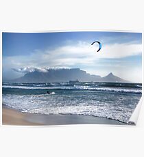 Kite Surfing in Cape Town, South Africa Poster