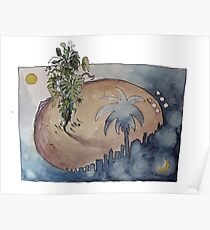 Flat Earth Palm Trees Poster