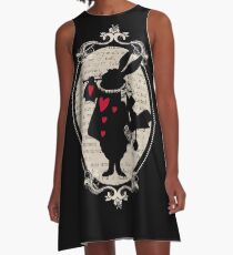 Alice In Wonderland White Rabbit Vintage Book A-Line Dress