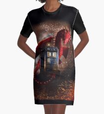 Blue Phone Booth at Dragon Nest Graphic T-Shirt Dress