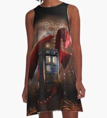 Blue Phone Booth at Dragon Nest A-Line Dress