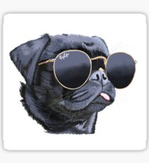 Pegatina Pug lleva gafas de sol ilustración perro