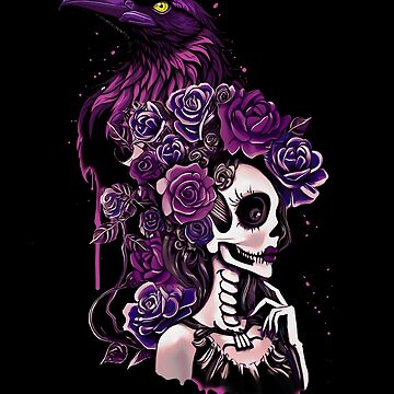 Flowers and skull, sugar skull, dark, La catrina, calavera, skeletons  lovers, cool skulls, bones, gothic floral lady | Canvas Print