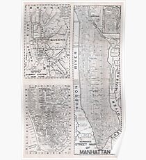 Póster Antiguo Mapa de calles de Manhattan - 1945 - HD - Nueva York - Estados Unidos