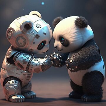 Robot panda vs natural panda Sticker by BOHdesign