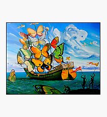 BUTTERFLY SHIP : Vintage Dali Abstract Painting Print Photographic Print