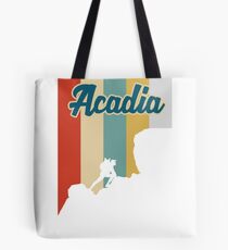 Retro Acadia Mountain Hiking T-Shirt Tote Bag