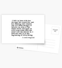 I fell in love with her courage - F Scott Fitzgerald Postcards