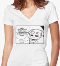 Pop Team Epic Popuko Women's Fitted V-Neck T-Shirt