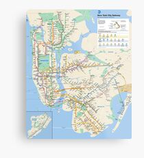 New York City - NYC - USA - Subway Map HD - High-Quality Metal Print