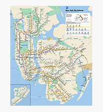 New York City - NYC - USA - Subway Map HD - High-Quality Photographic Print