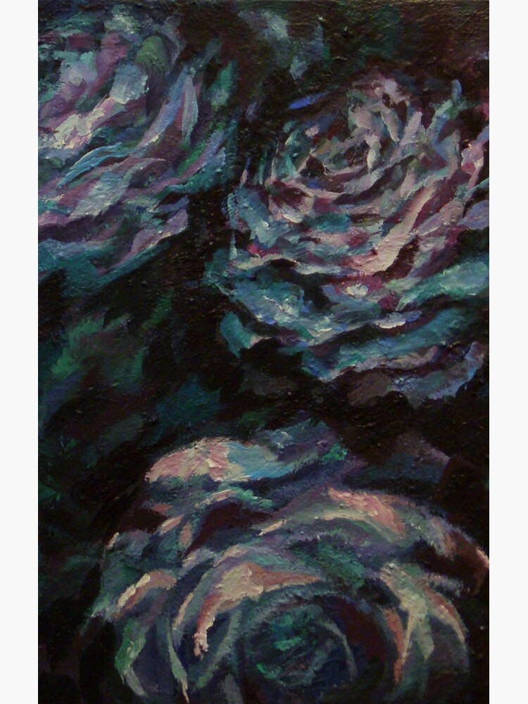 Three blue roses on square background by Anthropolog