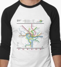 Washington Metro-Karte - Vereinigte Staaten von Amerika Baseballshirt mit 3/4-Arm