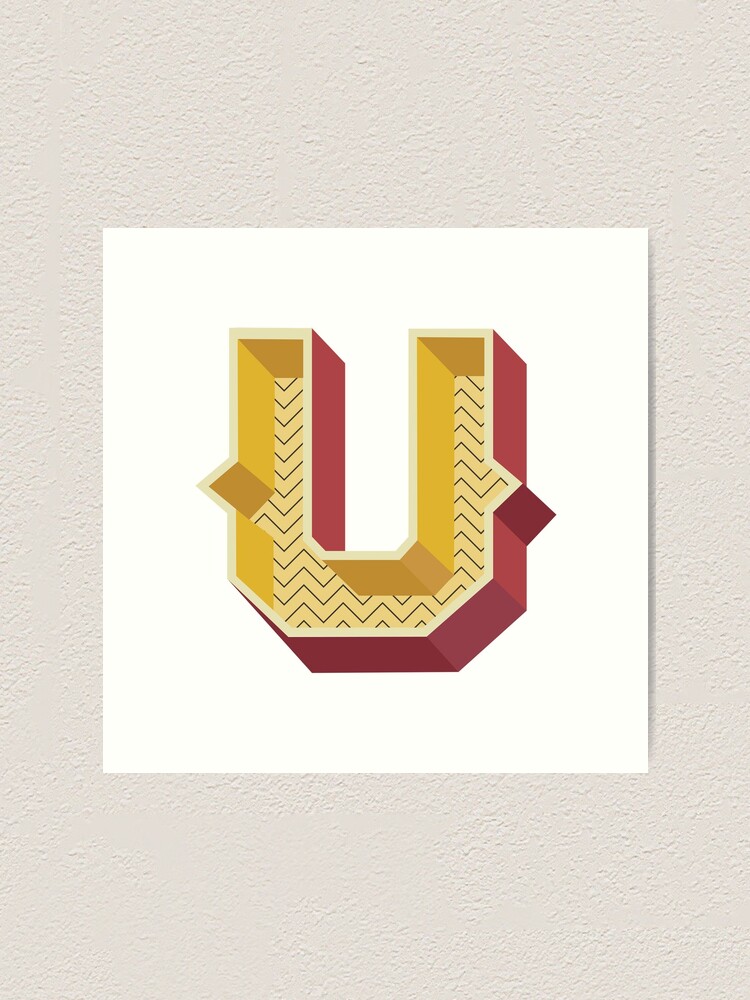Letter U Decorative Alphabet Lettering 3d Art Print By