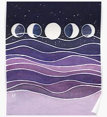Purple Mountains and Moon Poster