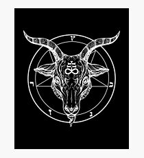 Baphomet-Ziegen-Kopf mit Pentagram-okkulten Symbolismus- oder Satanist-Symbolen Fotodruck