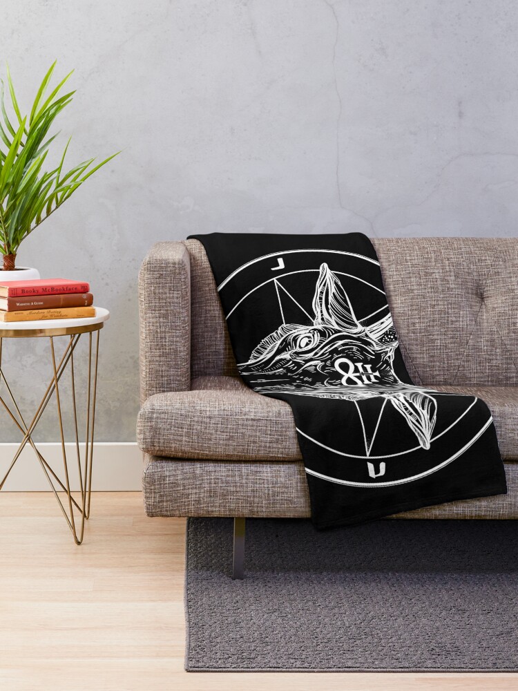 Alternate view of Baphomet Goat Head with Pentagram Occult Symbolism or Satanist Symbols Throw Blanket