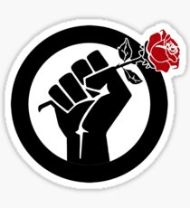 Democratic Socialist Fist With Red Rose Sticker