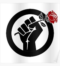 Democratic Socialist Fist With Red Rose Poster