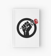 Demokratische sozialistische Faust mit roter Rose Notizbuch