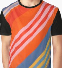 Variegated stripes: red, blue, yellow, but more red Graphic T-Shirt