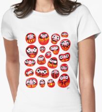 Japanese Daruma Characters Women's Fitted T-Shirt