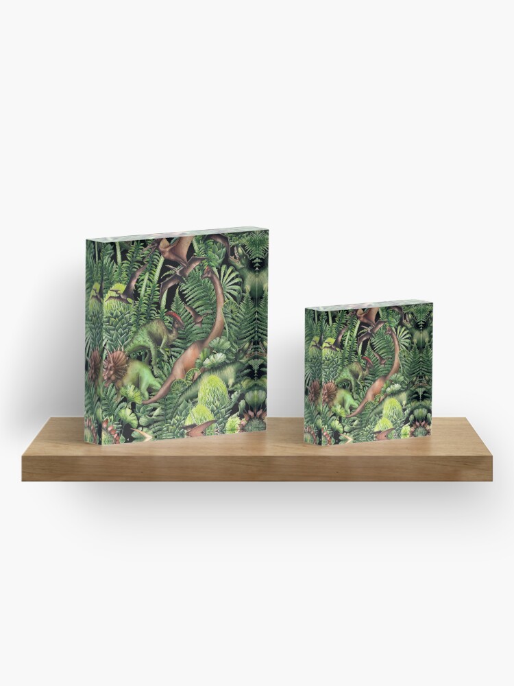 Alternate view of Watercolor dinosaurs and prehistoric plants Acrylic Block
