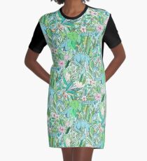 Unwahrscheinlich Botanical mit Dinosauriern - weiche Pastelle T-Shirt Kleid