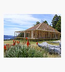 House under construction at Wilmot - with the beautiful Lake Barrington nearby Photographic Print