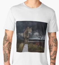 Cat walking the fence. Men's Premium T-Shirt