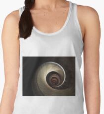 A top view of a spiral staircase that goes down, spiraling along the walls of an endless circular tunnel Women's Tank Top