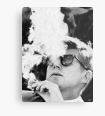 John F Kennedy Cigar and Sunglasses Black And White Metal Print