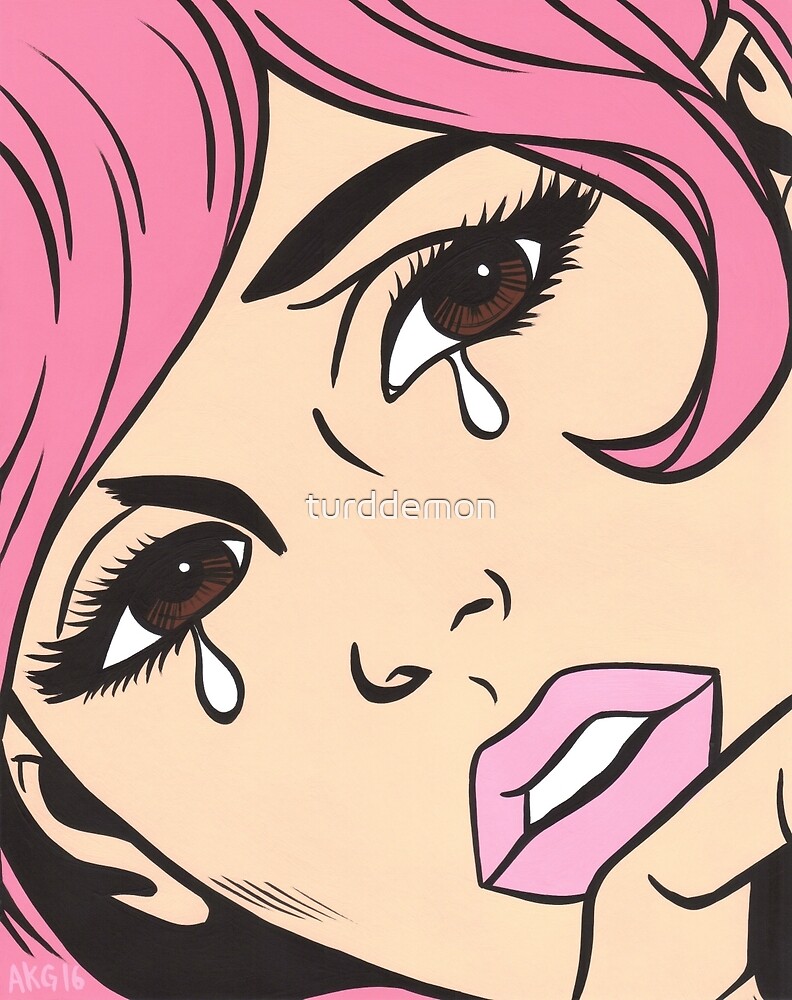 Pink Crying Comic Girl By Turddemon Redbubble