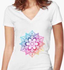 Warm Mandala Women's Fitted V-Neck T-Shirt