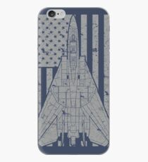 F14 Tomcat Jet Fighter Vintage Flag Design iPhone Case