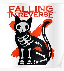 falling reverse poster posters skeleton cat redbubble