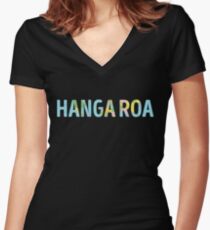 Hanga Roa World Map - Cool Easter Island Traveler Gift Women's Fitted V-Neck T-Shirt
