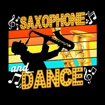 Sticker for Sale avec l'œuvre « Saxophone et danseur de danse, musique  Jazz, joueur de saxophone avec Notes de musique rétro Vintage drôle BK2 »  de l'artiste Cedrus-shop