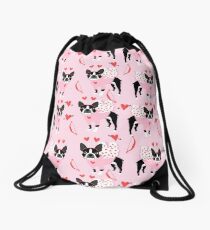 Boston Terrier valentines day cute dog gifts pure breed rescue dogs must haves Drawstring Bag