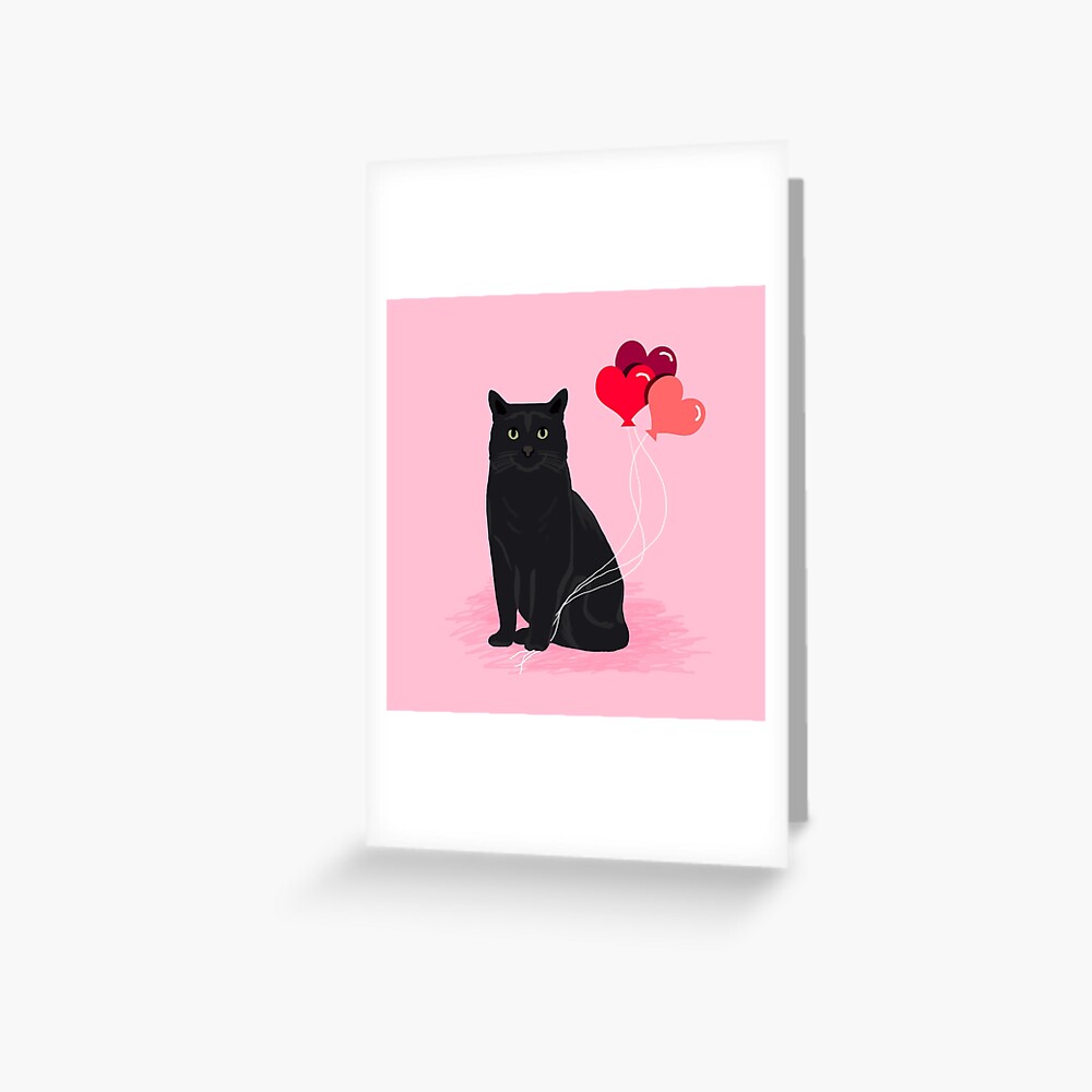 Black Cat valentines day balloons hearts cat breeds must have gifts valentine's day Greeting Card