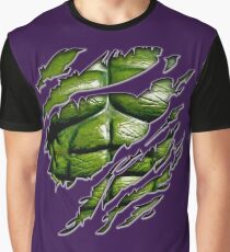Green muscle chest in purple ripped torn tee Graphic T-Shirt