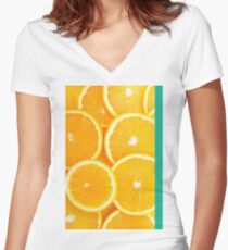 Orange Women's Fitted V-Neck T-Shirt