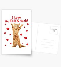 I Love You This Much Happy Kitten Cat Hearts Postcards
