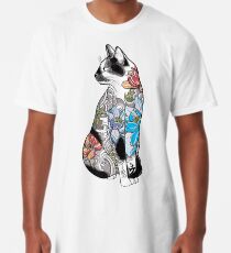 Cat in Lotus Tattoo Long T-Shirt