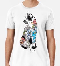 Katze in Lotus Tattoo Männer Premium T-Shirts