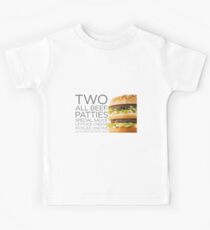 GROSSE MAC - zwei alle Rindfleisch-Pastetchen-spezielle Soße-Salat-Käse Essiggurken-Zwiebeln auf einem Sesamsamen-Brötchen Kinder T-Shirt